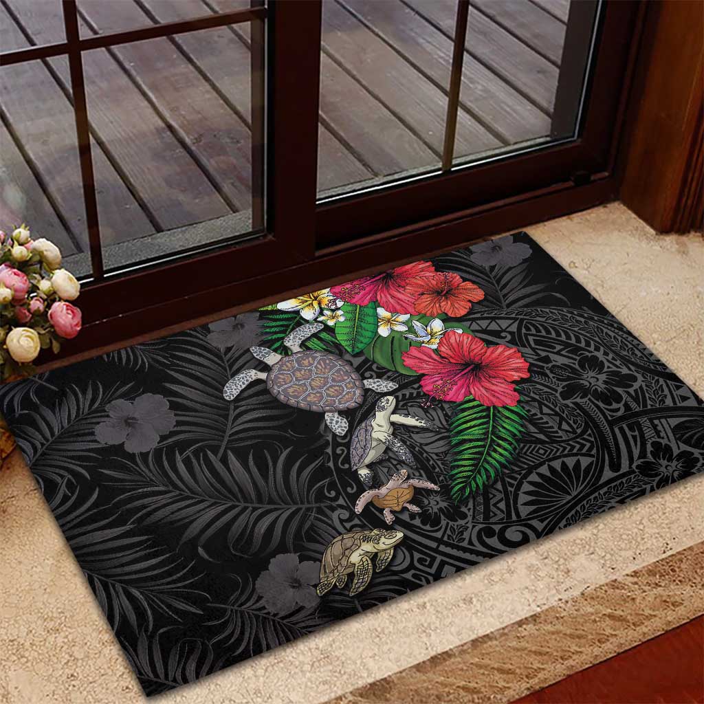 Hawaiian Tropical Plants and Turtles Rubber Doormat Polynesian Art Motifs LT03 - Polynesian Pride