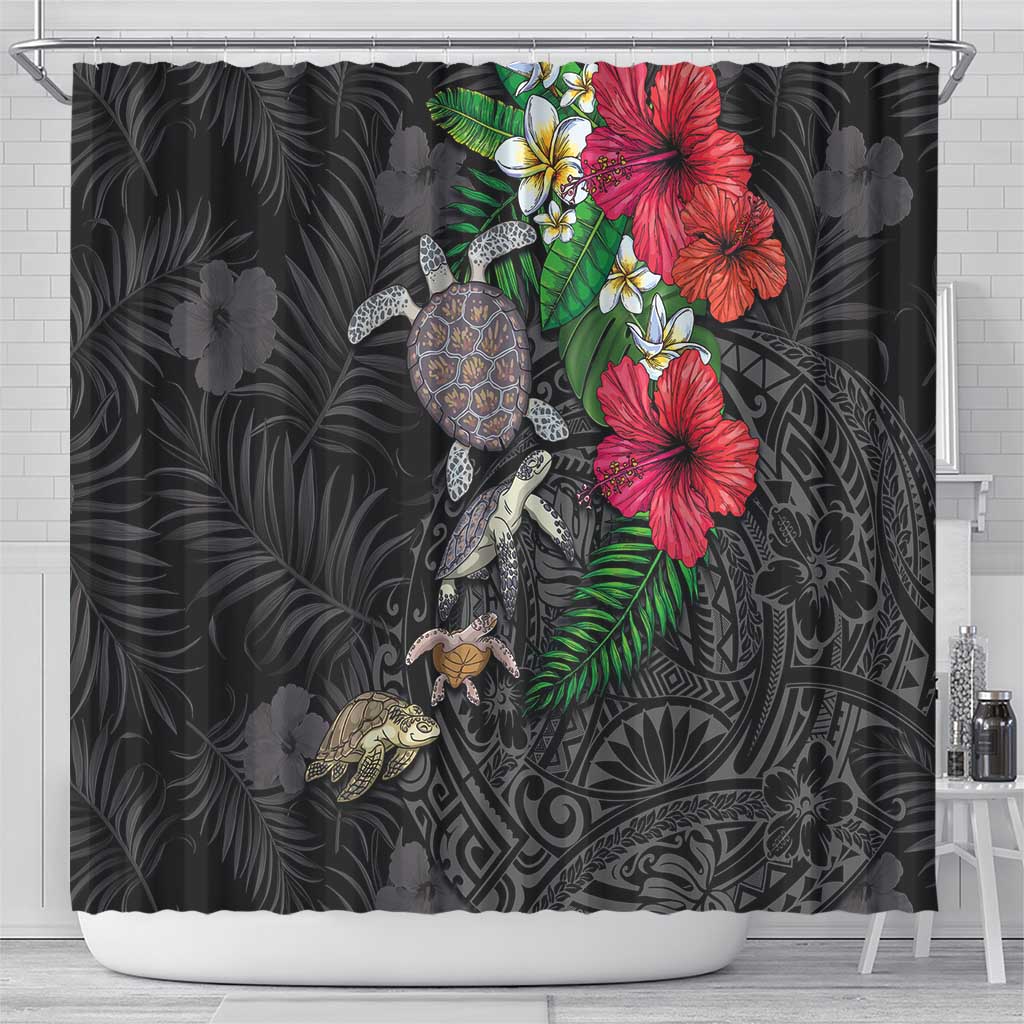 Hawaiian Tropical Plants and Turtles Shower Curtain Polynesian Art Motifs LT03 - Polynesian Pride