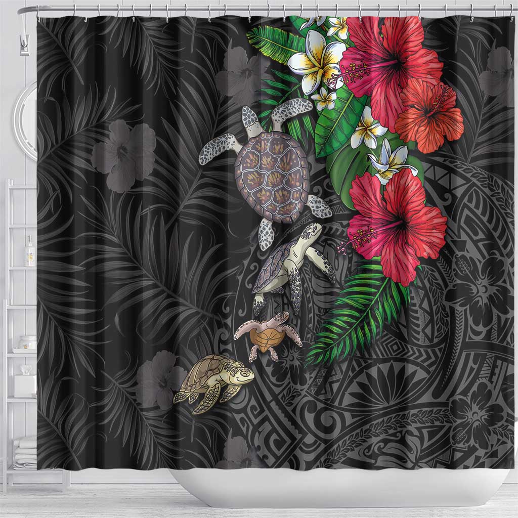 Hawaiian Tropical Plants and Turtles Shower Curtain Polynesian Art Motifs LT03 - Polynesian Pride