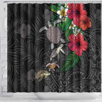 Hawaiian Tropical Plants and Turtles Shower Curtain Polynesian Art Motifs LT03 - Polynesian Pride