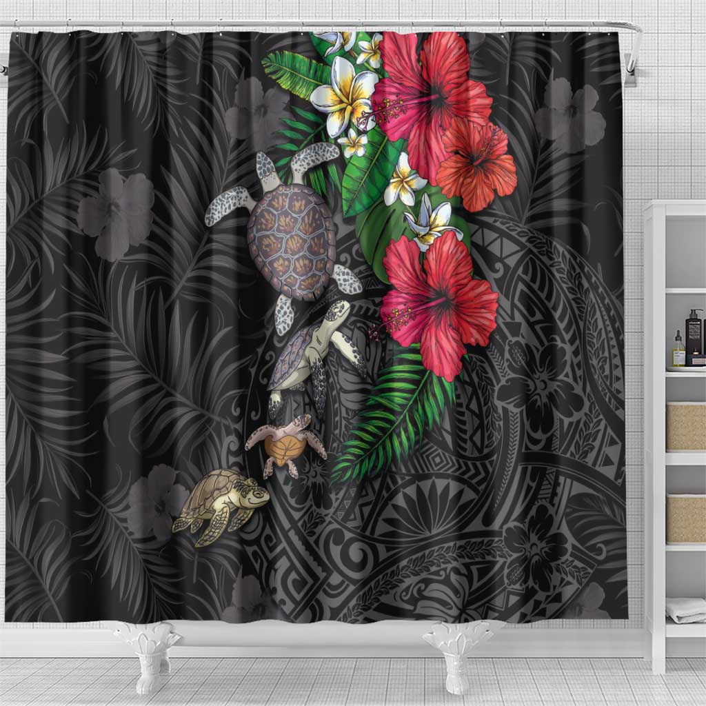 Hawaiian Tropical Plants and Turtles Shower Curtain Polynesian Art Motifs LT03 - Polynesian Pride