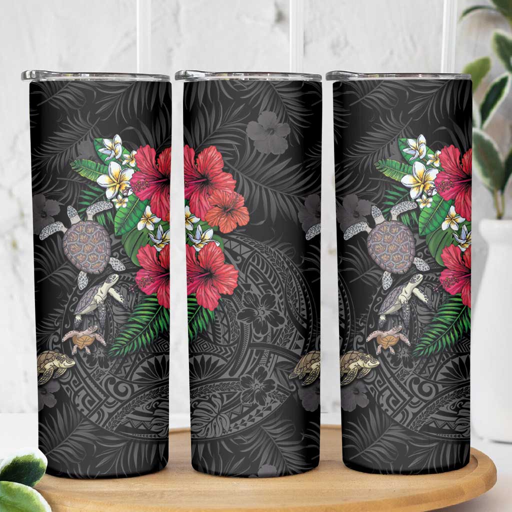 Hawaiian Tropical Plants and Turtles Skinny Tumbler Polynesian Art Motifs LT03 - Polynesian Pride