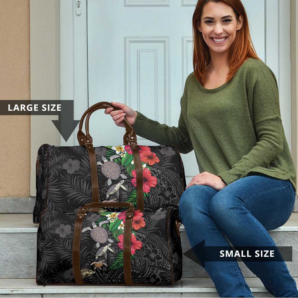 Hawaiian Tropical Plants and Turtles Travel Bag Polynesian Art Motifs