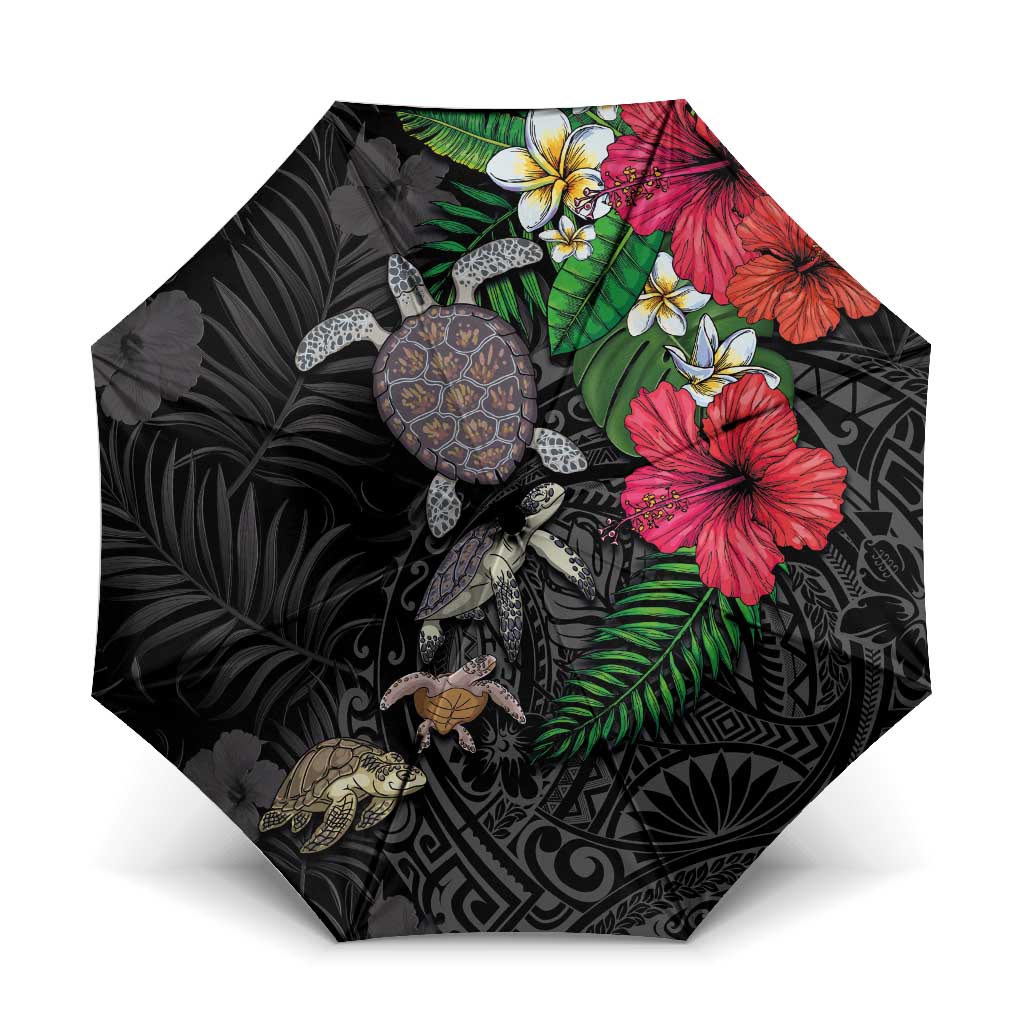 Hawaiian Tropical Plants and Turtles Umbrella Polynesian Art Motifs