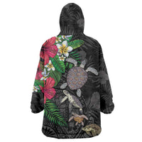 Hawaiian Tropical Plants and Turtles Wearable Blanket Hoodie Polynesian Art Motifs LT03 - Polynesian Pride