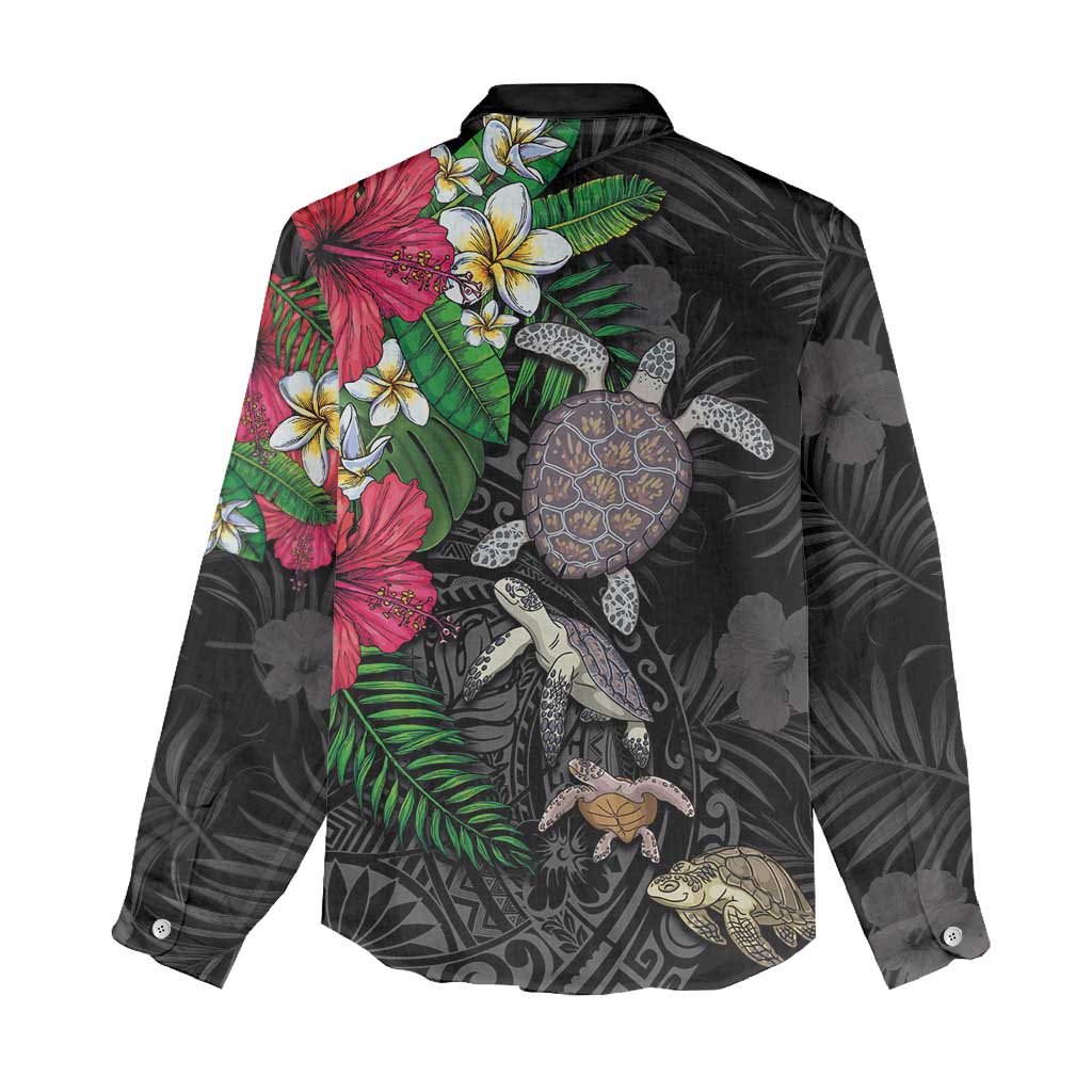 Hawaiian Tropical Plants and Turtles Women Casual Shirt Polynesian Art Motifs LT03 - Polynesian Pride
