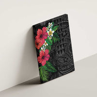 Hawaiian Tropical Plants Canvas Wall Art Kakau Tattoo and Polynesian Pattern Half Black Color LT03 - Polynesian Pride