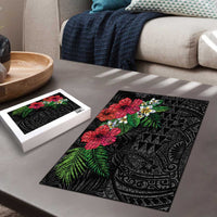 Hawaiian Tropical Plants Puzzle Kakau Tattoo and Polynesian Pattern Half Black Color