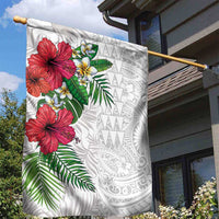 Hawaiian Tropical Plants Garden Flag Kakau Tattoo and Polynesian Pattern Half White Color