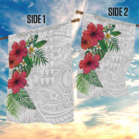 Hawaiian Tropical Plants Garden Flag Kakau Tattoo and Polynesian Pattern Half White Color