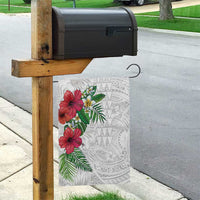 Hawaiian Tropical Plants Garden Flag Kakau Tattoo and Polynesian Pattern Half White Color