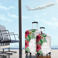 Hawaiian Tropical Plants Luggage Cover Kakau Tattoo and Polynesian Pattern Half White Color