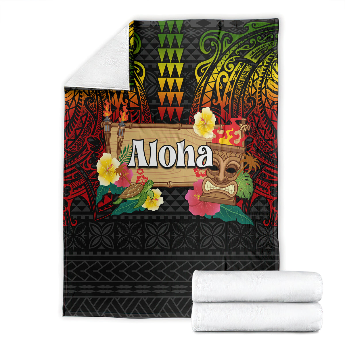 Hawaiian Elements and Polynesian Tattoo Blanket