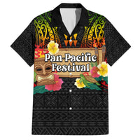 Hawaiian Elements and Polynesian Tattoo Family Matching Off Shoulder Maxi Dress and Hawaiian Shirt LT03 Dad's Shirt - Short Sleeve Black - Polynesian Pride