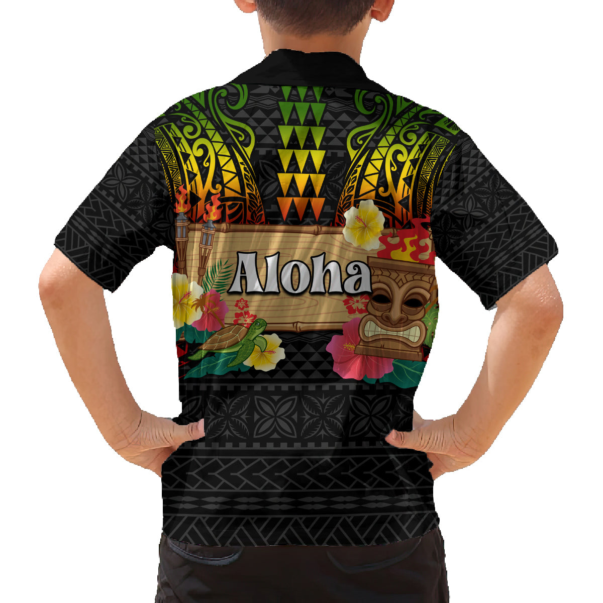 Hawaiian Elements and Polynesian Tattoo Family Matching Puletasi and Hawaiian Shirt LT03 - Polynesian Pride