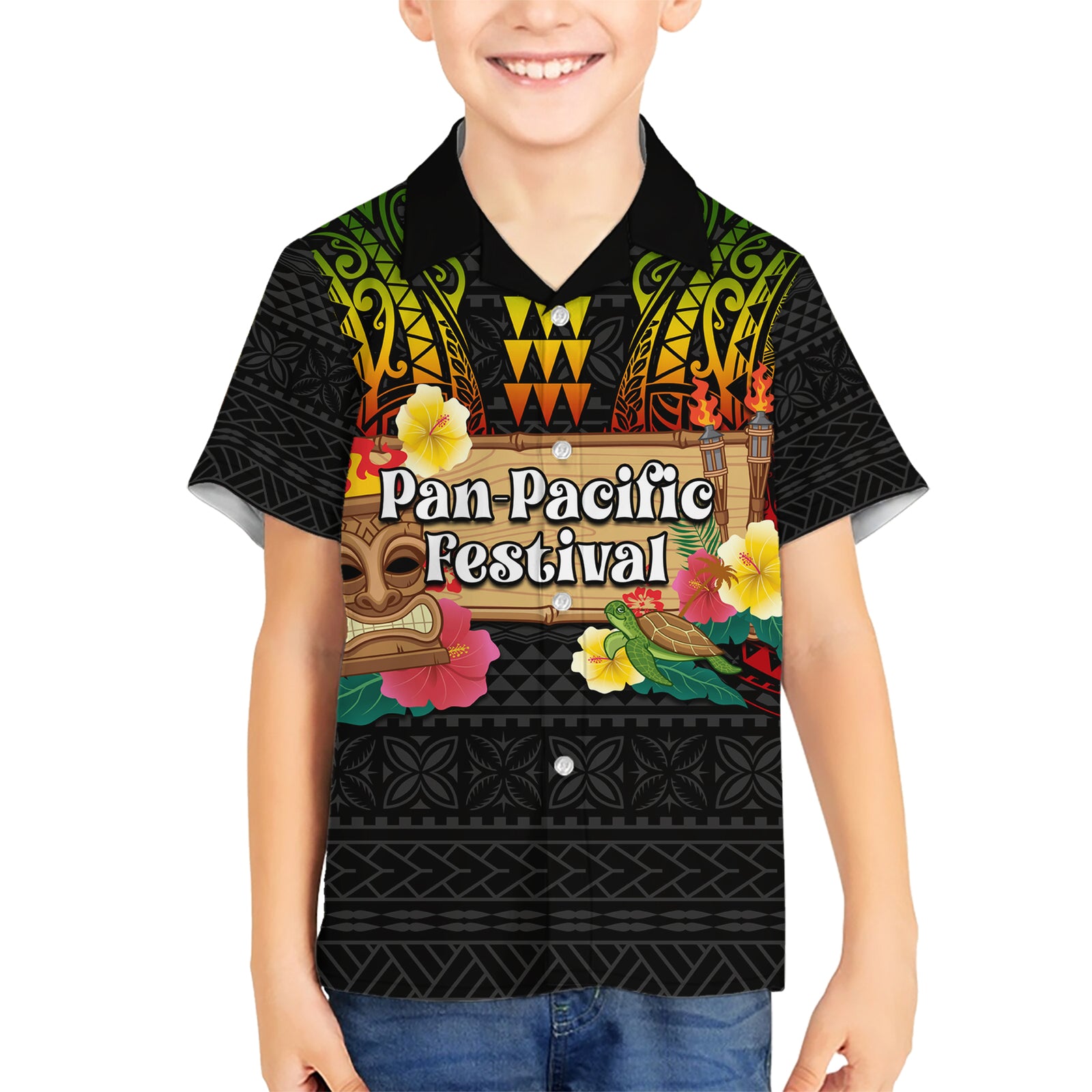 Hawaiian Elements and Polynesian Tattoo Kid Hawaiian Shirt LT03 Kid Black - Polynesian Pride