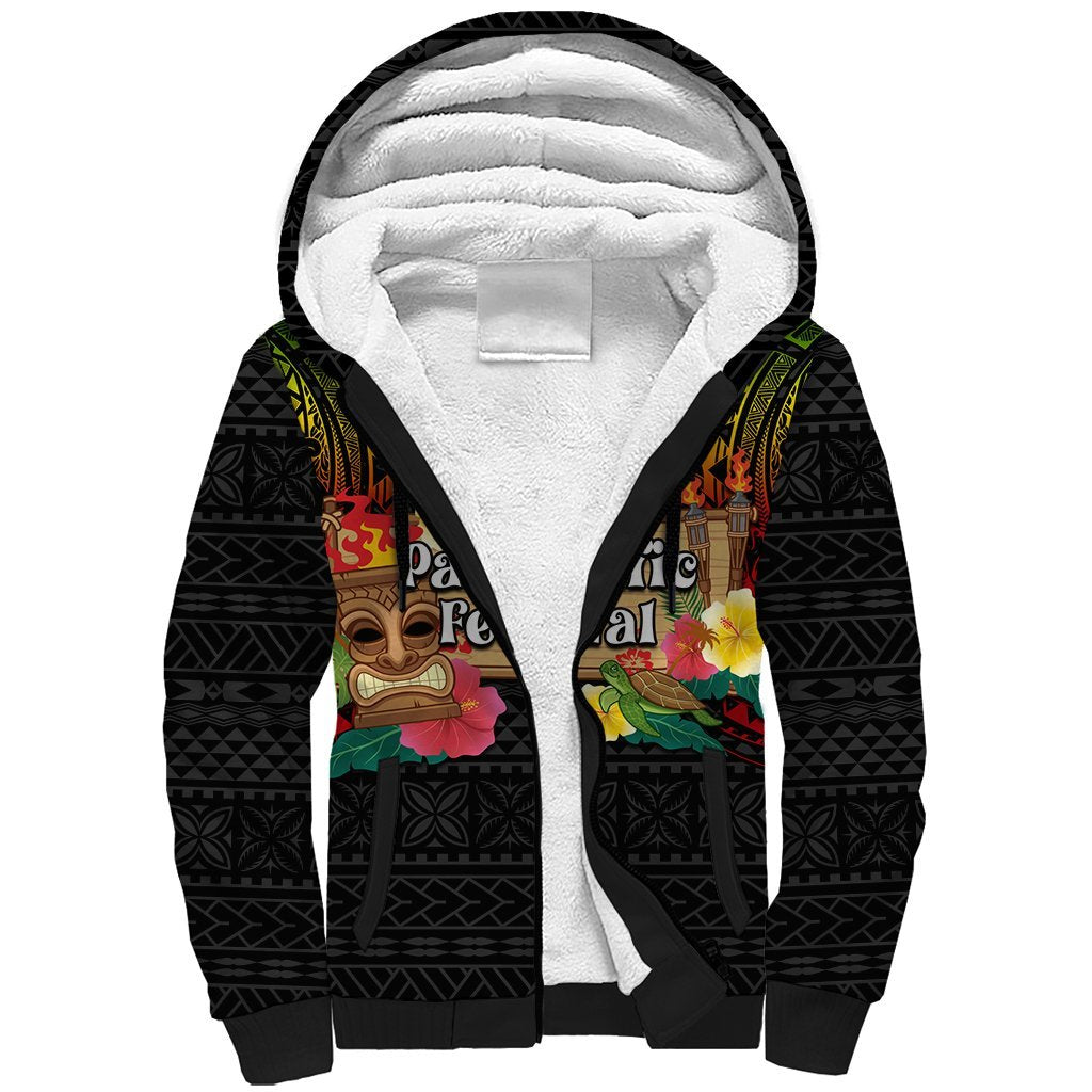 Hawaiian Elements and Polynesian Tattoo Sherpa Hoodie LT03 Unisex Black - Polynesian Pride