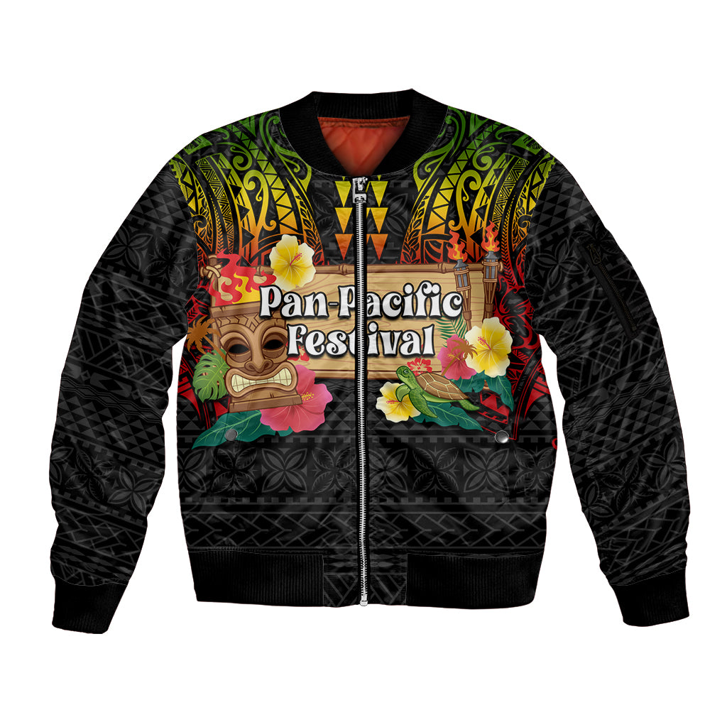 Hawaiian Elements and Polynesian Tattoo Sleeve Zip Bomber Jacket LT03 Unisex Black - Polynesian Pride