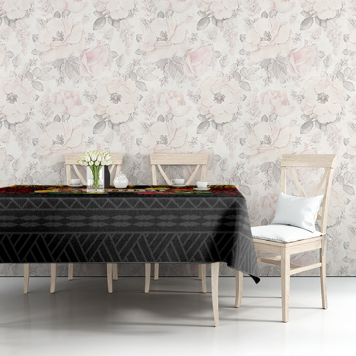Hawaiian Elements and Polynesian Tattoo Tablecloth