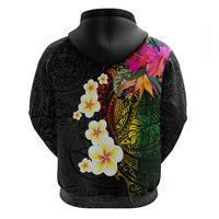 Hawaii Plumeria Hoodie Polynesian Tattoo and Hibiscus LT03 - Polynesian Pride
