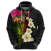Hawaii Plumeria Hoodie Polynesian Tattoo and Hibiscus LT03 - Polynesian Pride