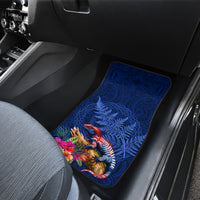 New Zealand Tuatara Car Mats Silver Fern Hibiscus and Tribal Maori Pattern Blue Color LT03 - Polynesian Pride