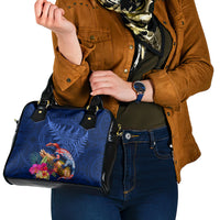 New Zealand Tuatara Shoulder Handbag Silver Fern Hibiscus and Tribal Maori Pattern Blue Color LT03 - Polynesian Pride