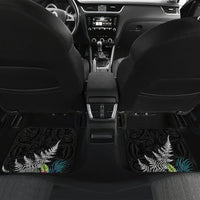 New Zealand Tuatara Car Mats Silver Fern Hibiscus and Tribal Maori Pattern Black Color LT03 Set 2pcs - Back Black - Polynesian Pride