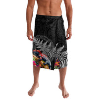New Zealand Tuatara Lavalava Silver Fern Hibiscus and Tribal Maori Pattern Black Color LT03 Black - Polynesian Pride