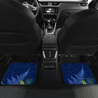 New Zealand Tuatara Christmas Car Mats Silver Fern and Xmas Pohutukawa Tree Blue Color LT03 Set 2pcs - Back Blue - Polynesian Pride