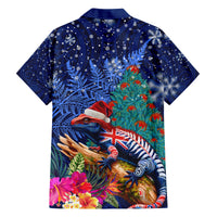 New Zealand Tuatara Christmas Family Matching Puletasi and Hawaiian Shirt Silver Fern and Xmas Pohutukawa Tree Blue Color LT03 - Polynesian Pride