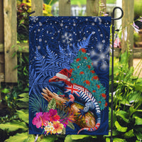 New Zealand Tuatara Christmas Garden Flag Silver Fern and Xmas Pohutukawa Tree Blue Color LT03 Garden Flag Blue - Polynesian Pride