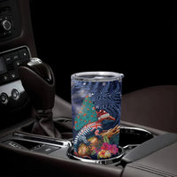 New Zealand Tuatara Christmas Tumbler Cup Silver Fern and Xmas Pohutukawa Tree Blue Color LT03 - Polynesian Pride