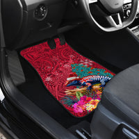 New Zealand Tuatara Christmas Car Mats Silver Fern and Xmas Pohutukawa Tree Red Color LT03 - Polynesian Pride