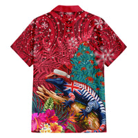 New Zealand Tuatara Christmas Family Matching Summer Maxi Dress and Hawaiian Shirt Silver Fern and Xmas Pohutukawa Tree Red Color LT03 - Polynesian Pride