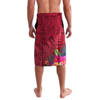 New Zealand Tuatara Christmas Lavalava Silver Fern and Xmas Pohutukawa Tree Red Color LT03 - Polynesian Pride