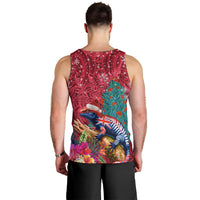 New Zealand Tuatara Christmas Men Tank Top Silver Fern and Xmas Pohutukawa Tree Red Color LT03 - Polynesian Pride