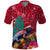 New Zealand Tuatara Christmas Polo Shirt Silver Fern and Xmas Pohutukawa Tree Red Color