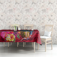 New Zealand Tuatara Christmas Tablecloth Silver Fern and Xmas Pohutukawa Tree Red Color LT03 - Polynesian Pride