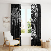 New Zealand Tuatara Tribal Tattoo Window Curtain Silver Fern and Maori Pattern Black Color LT03 - Polynesian Pride