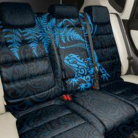 New Zealand Tuatara Tribal Tattoo Back Car Seat Cover Silver Fern and Maori Pattern Blue Color LT03 - Polynesian Pride