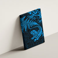 New Zealand Tuatara Tribal Tattoo Canvas Wall Art Silver Fern and Maori Pattern Blue Color LT03 - Polynesian Pride