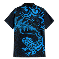 New Zealand Tuatara Tribal Tattoo Family Matching Mermaid Dress and Hawaiian Shirt Silver Fern and Maori Pattern Blue Color LT03 - Polynesian Pride