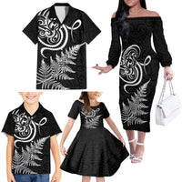 New Zealand Octopus Tattoo and Fern Family Matching Off The Shoulder Long Sleeve Dress and Hawaiian Shirt Maori Pattern LT03 - Polynesian Pride