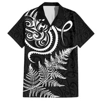New Zealand Octopus Tattoo and Fern Family Matching Off Shoulder Short Dress and Hawaiian Shirt Maori Pattern LT03 Dad's Shirt - Short Sleeve Black - Polynesian Pride