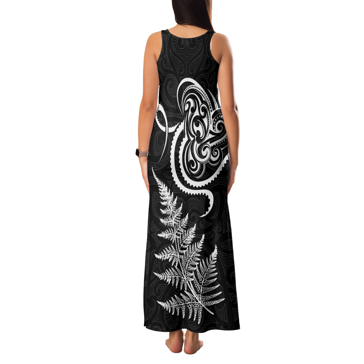 New Zealand Octopus Tattoo and Fern Family Matching Tank Maxi Dress and Hawaiian Shirt Maori Pattern LT03 - Polynesian Pride