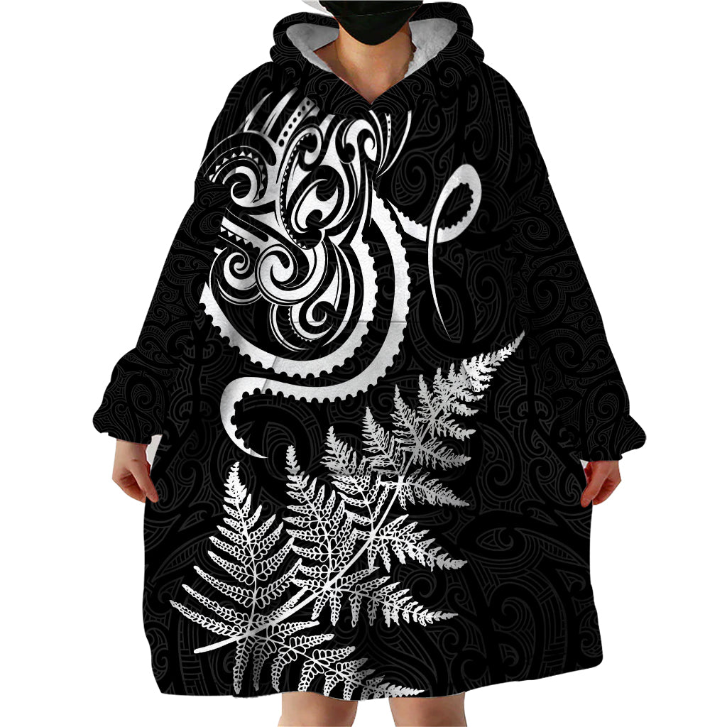 New Zealand Octopus Tattoo and Fern Wearable Blanket Hoodie Maori Pattern LT03 - Polynesian Pride