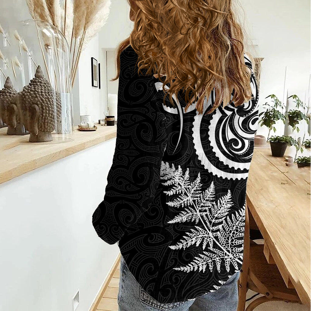New Zealand Octopus Tattoo and Fern Women Casual Shirt Maori Pattern LT03 - Polynesian Pride