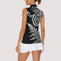 New Zealand Octopus Tattoo and Fern Women Sleeveless Polo Shirt Maori Pattern LT03 - Polynesian Pride