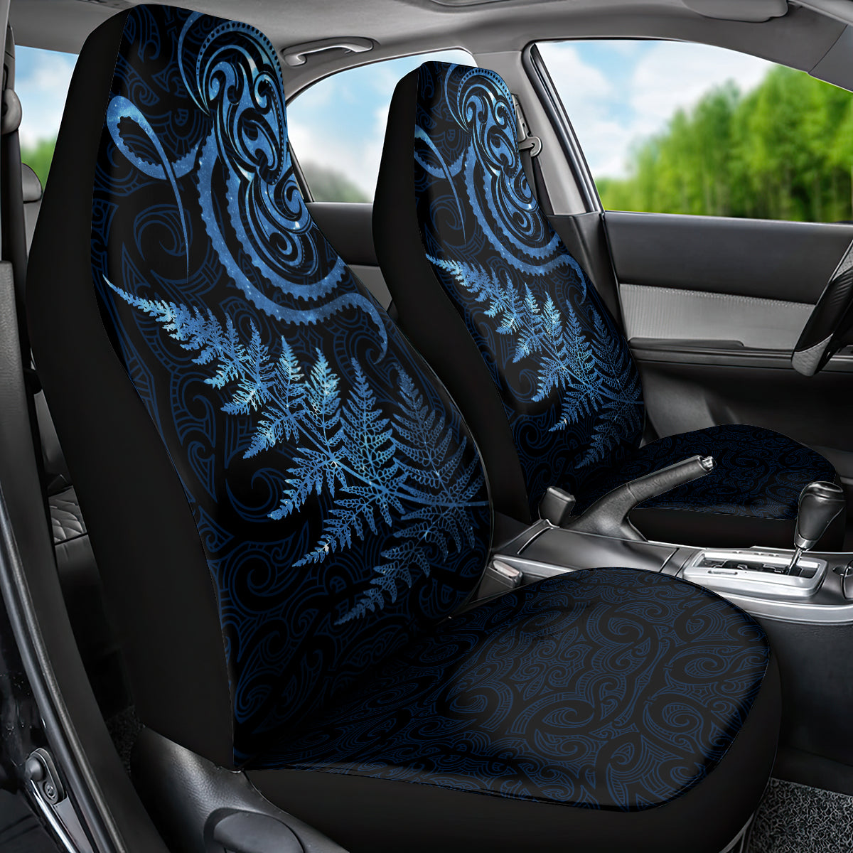 New Zealand Octopus Tattoo and Fern Car Seat Cover Maori Pattern Matariki Style LT03 - Polynesian Pride